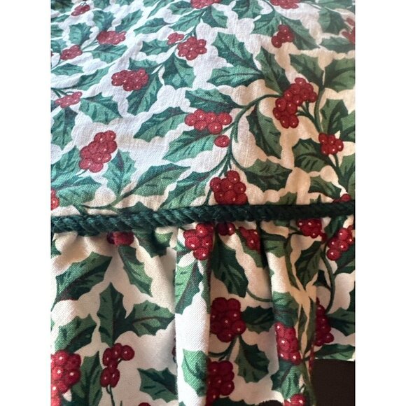 Holly Berry Print Green Christmas Tree Ruffle Edge Skirt - Picture 4 of 4